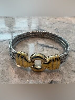 Gold and Silver Cable Link Bracelet - Women's Jewelry